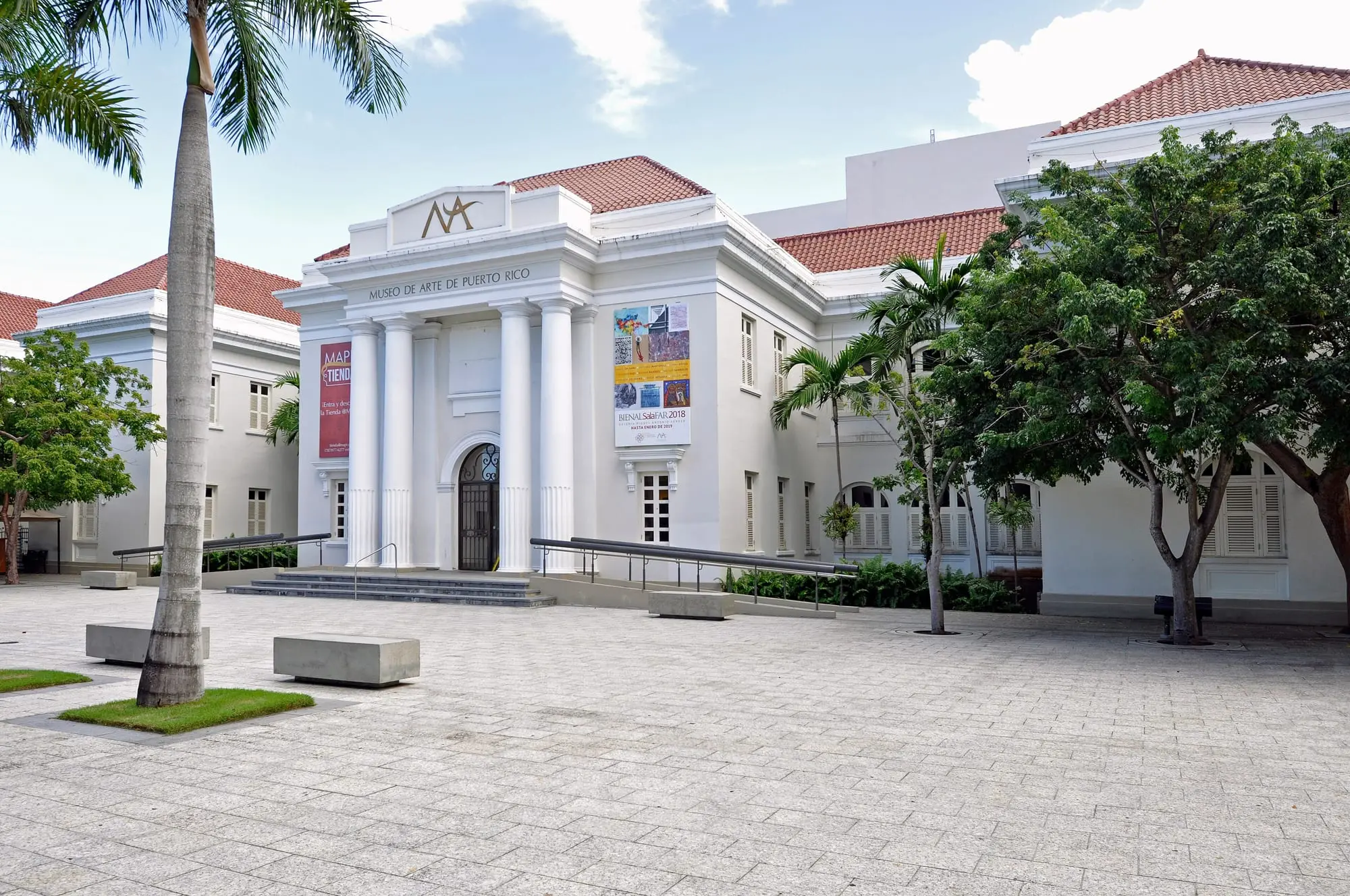 The neoclassical façade of the Museo de Arte de Puerto Rico in Santurce